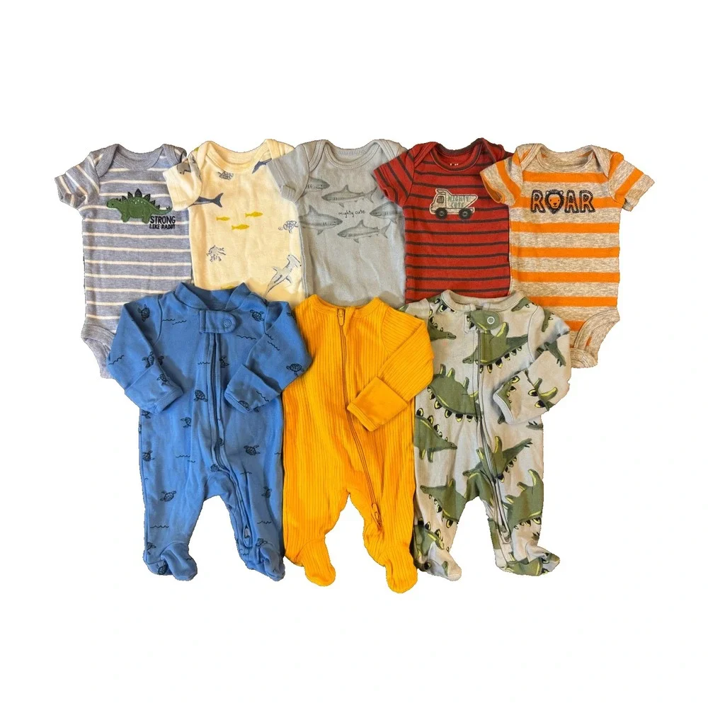 Preemie Baby Boy Basic Clothing Bundle Lot Sleepers Bodysuits Cute Layette Set